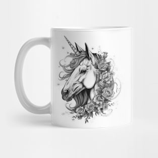 Unicorn floral b/w Mug